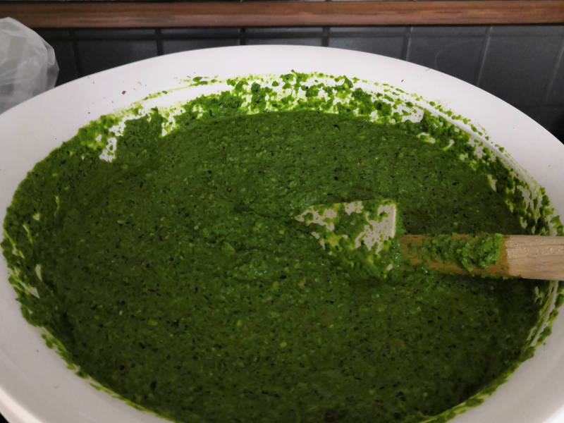 Pesto in the making